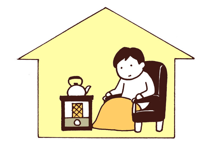 家を中にいる男性